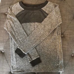 Calvin Klein Mixed Media Shirt w/ Side Zip Detail